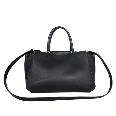 Lockmeto Leather Satchel Crossbody Bag Black