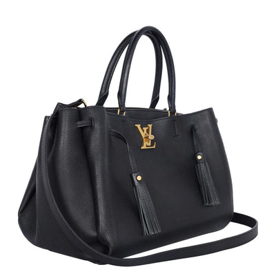 Lockmeto Leather Satchel Crossbody Bag Black