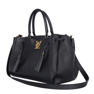 Lockmeto Leather Satchel Crossbody Bag Black