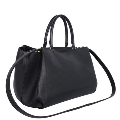 Lockmeto Leather Satchel Crossbody Bag Black