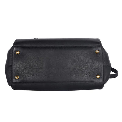 Lockmeto Leather Satchel Crossbody Bag Black