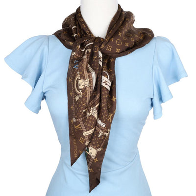 Monogram Multicolor Brown Silk Trunk Scarf Wrap