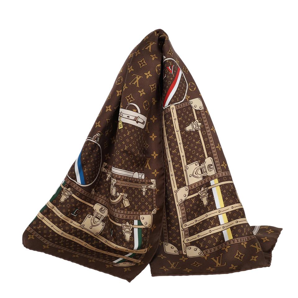 Louis Vuitton Travel Trunks & Bags Monogram Brown Silk Scarf