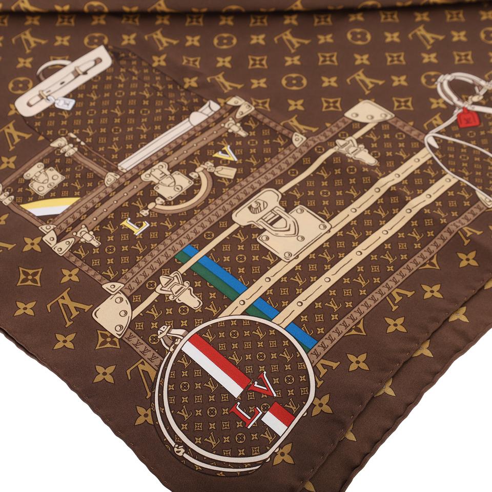 Monogram Multicolor Brown Silk Trunk Scarf Wrap