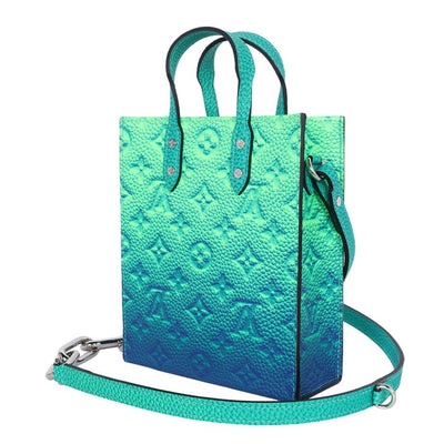 Virgil Abloh Taurillon Illusion Sac Plat XS Bleu Vert Cross Body Bag (Authentic)