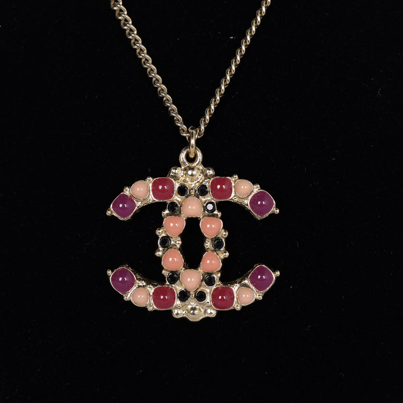 Rhinestone Enamel CC Necklace (Authentic Pre-Owned)