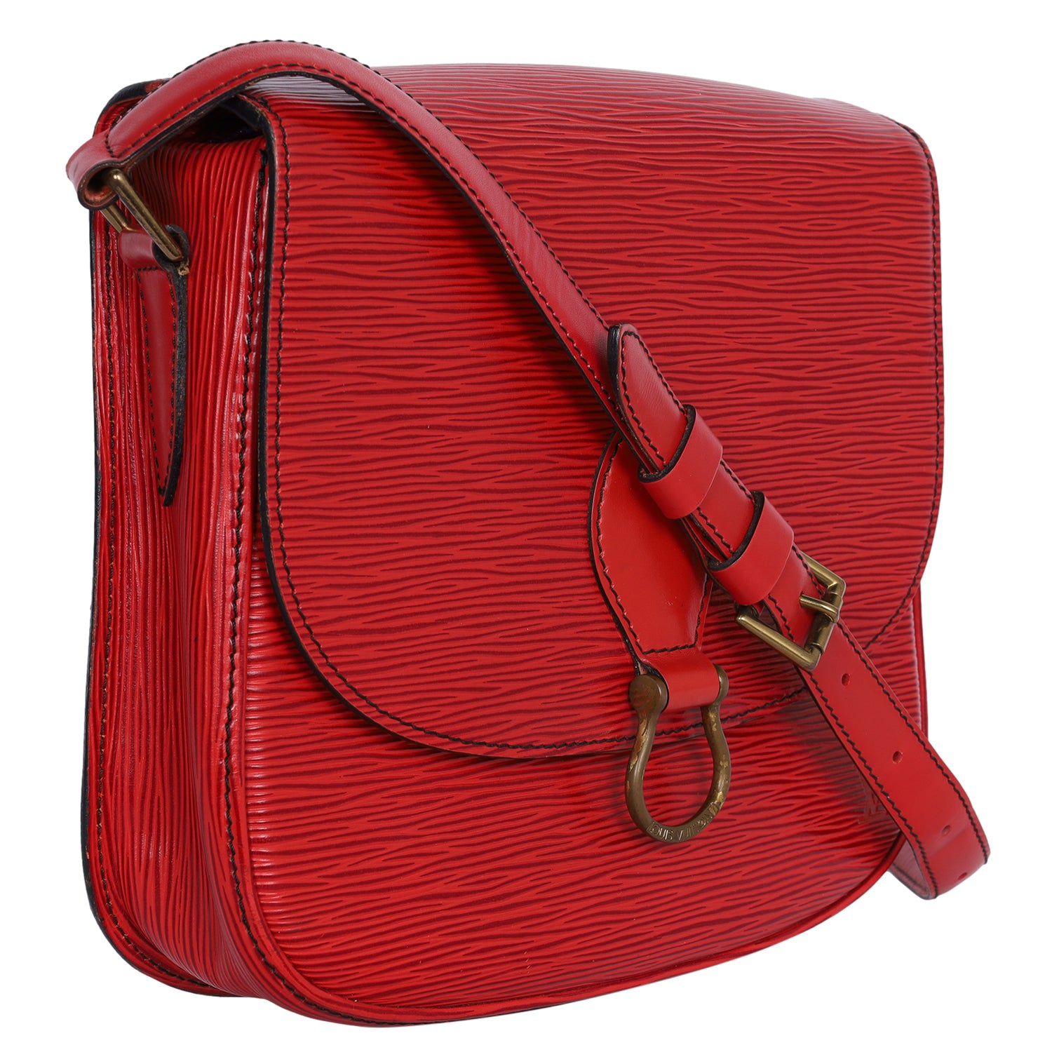 Louis Vuitton Crossbody Bag Authentic Red Epi Mini Saint Cloud