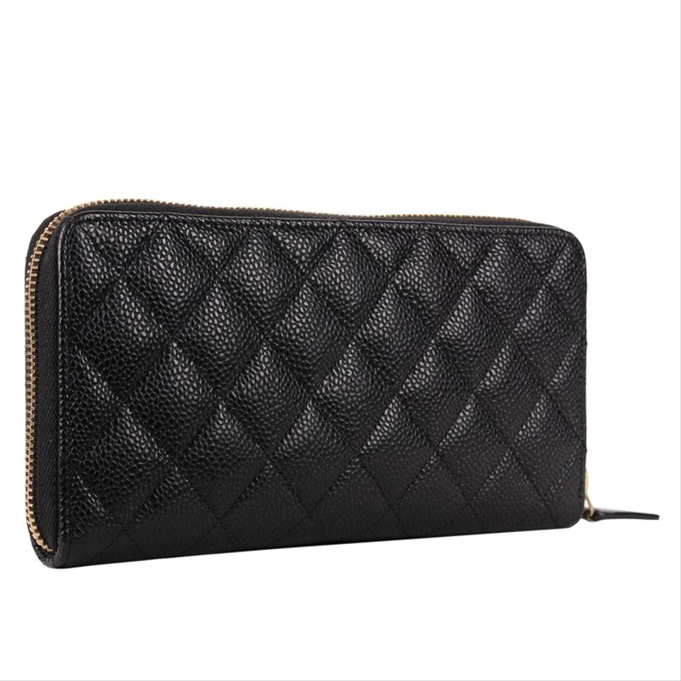 Authentic Chanel Black Caviar Zippy Wallet Silver Hardware w/Box