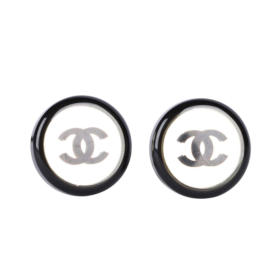 CC Black and Mirror Clipped Earrings (Authentic Pre-Owned)