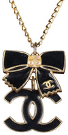 Coco Bow Enamel Necklace (Authentic Pre-Owned)
