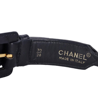 Vintage Black Leather Gold Chain Belt XS