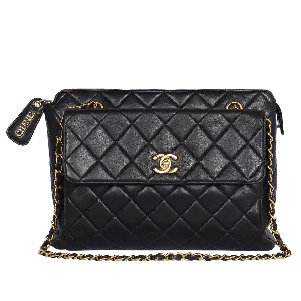 quilted leather chanel bag black