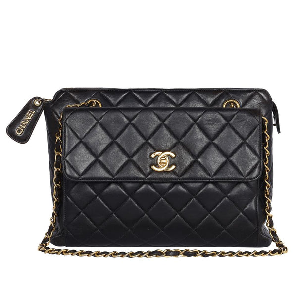 CHANEL Classic Quilted Matelasse CC Logo Caviar Leather (Authentic Pre-Owned)