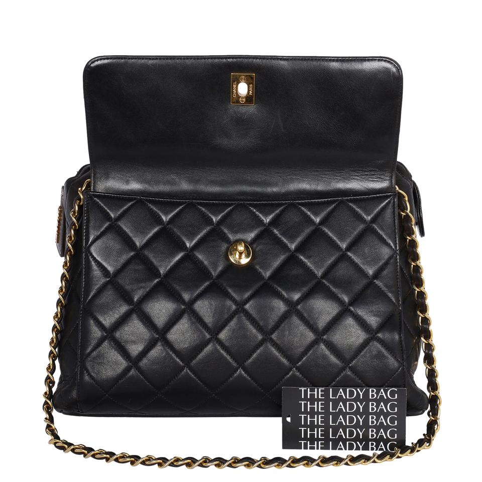 Pre-owned Chanel Black Quilted Leather Mini Classic Top Handle Bag