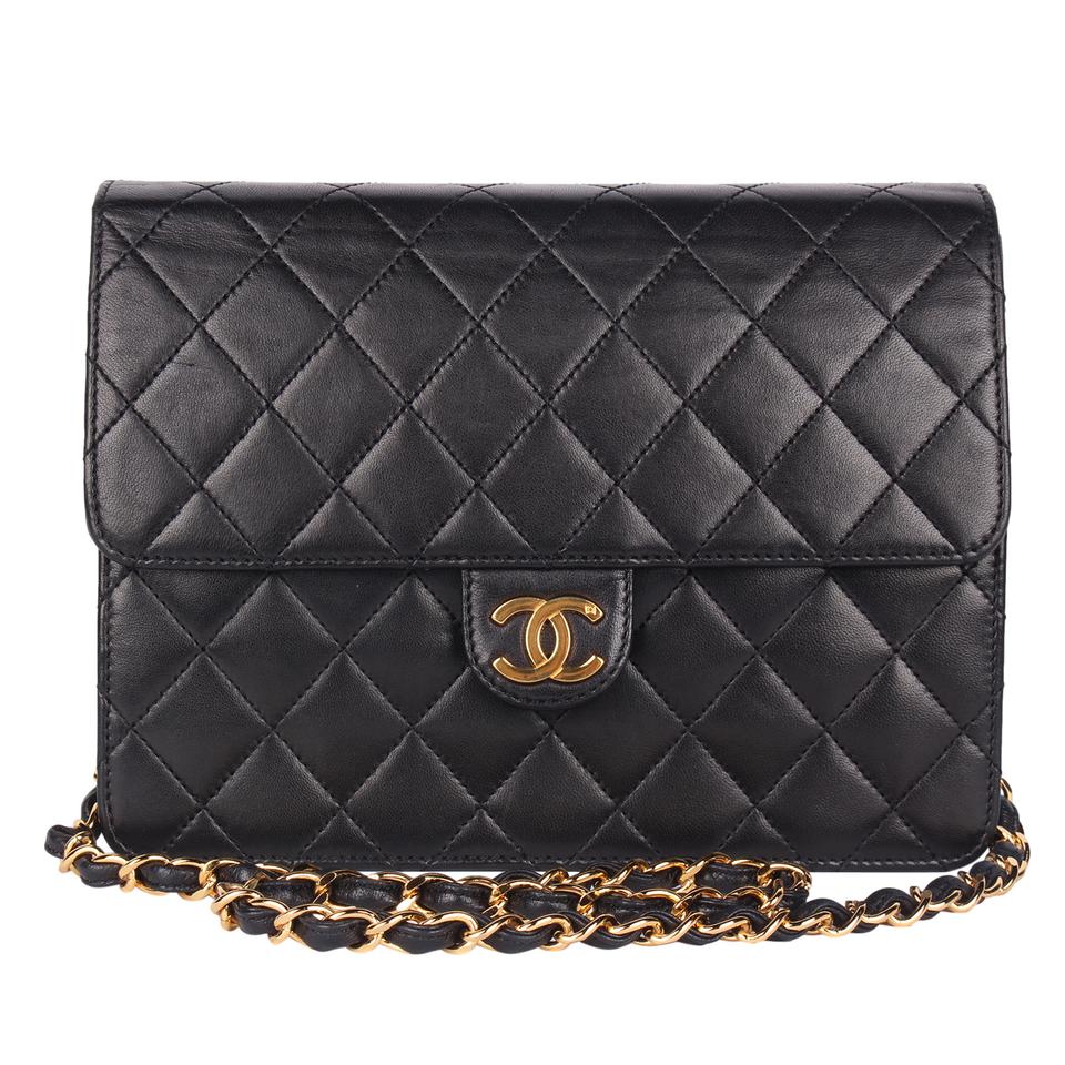 Chanel Shoulder Bag Trapezoidal Flap Black Lambskin Leather Matrasse  Vintage First Series in 2023