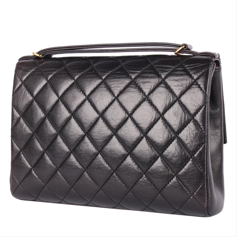 Chanel Grey Quilted Lambskin Leather Top Handle Flap Coin Purse
