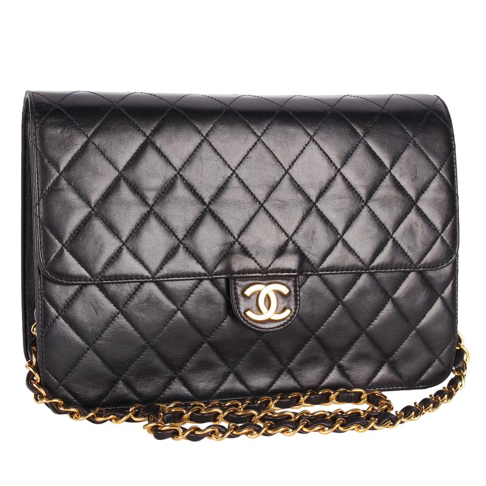 Chanel Vintage Black Lambskin Jumbo Classic Flap Bag 24k GHW