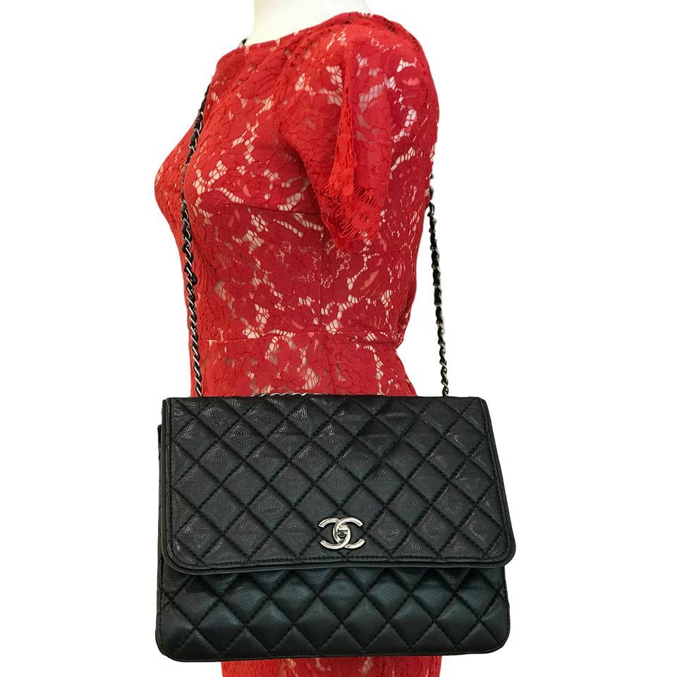 Chanel Caviar Leather Front Pocket Large Shopping Tote (SHF-22100