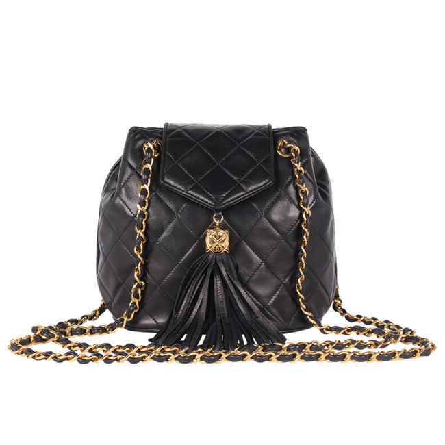 Chanel, Vintage mini black lambskin quilted handbag with gold