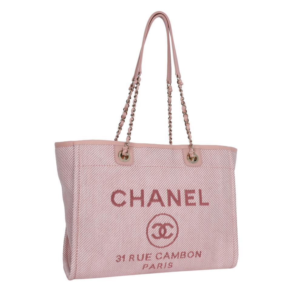 Chanel Pink Canvas and Leather Large Deauville Shopper Tote