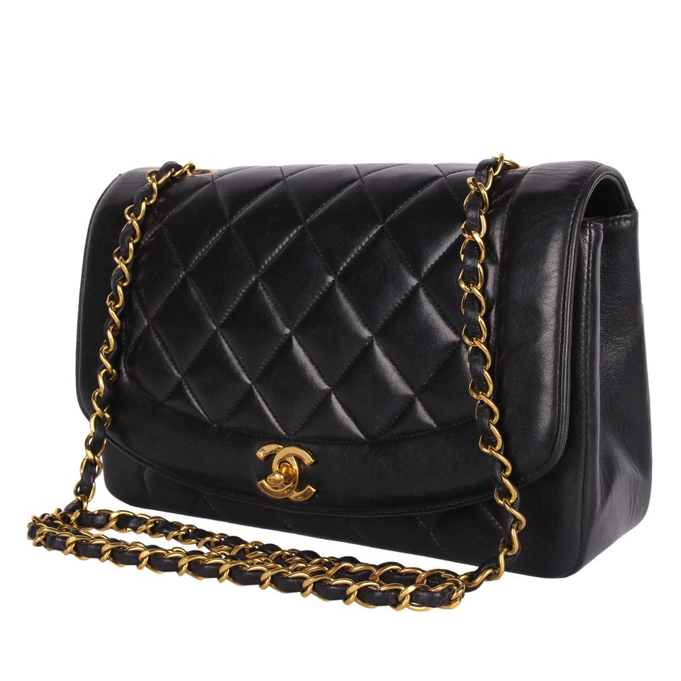 Chanel Black Diana Flap Lambskin Leather Crossbody Bag Chanel