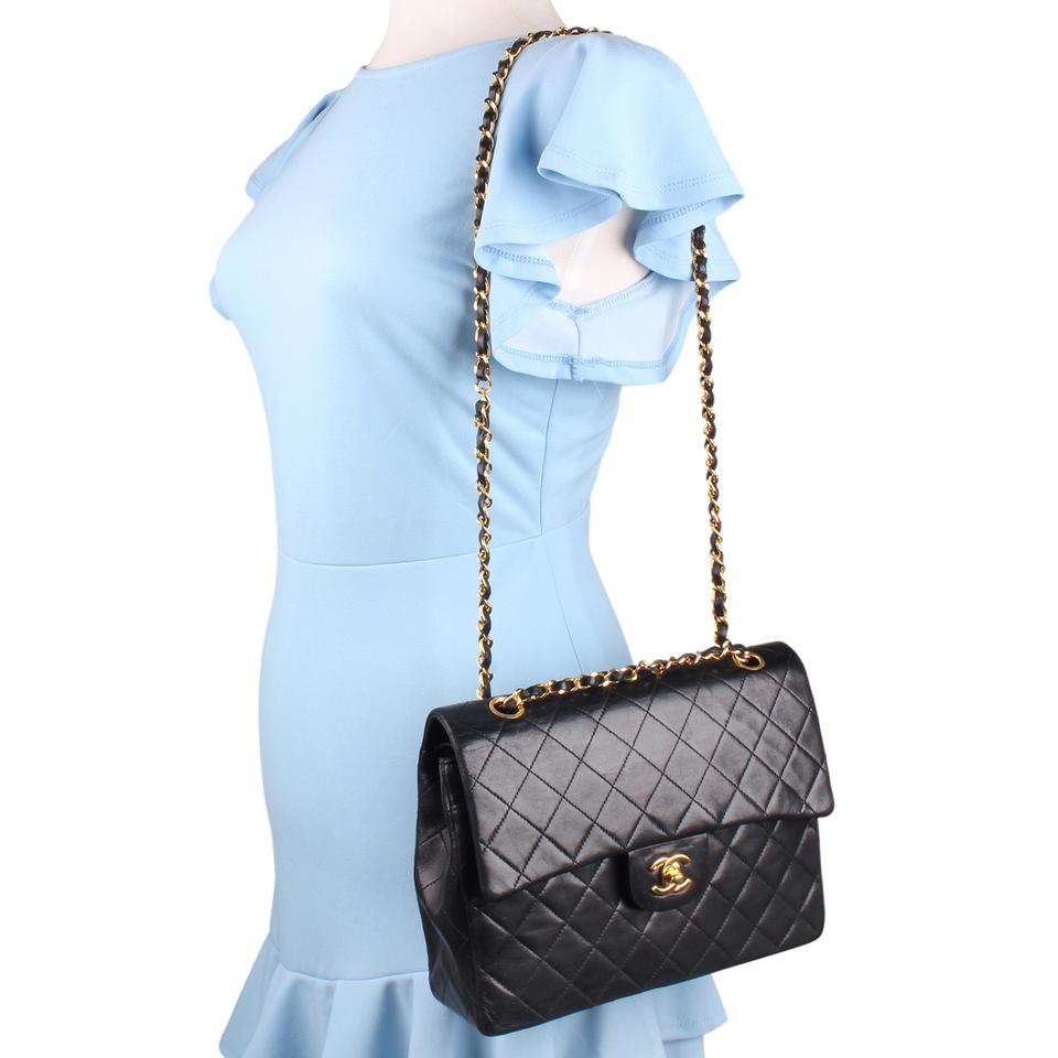 CHANEL Classic Medium Double Flap Caviar Leather Shoulder Bag Rose Pin
