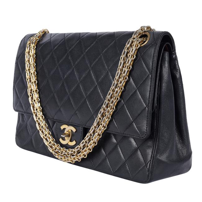 Chanel Vintage Black Quilted Lambskin Medium Classic Double Flap