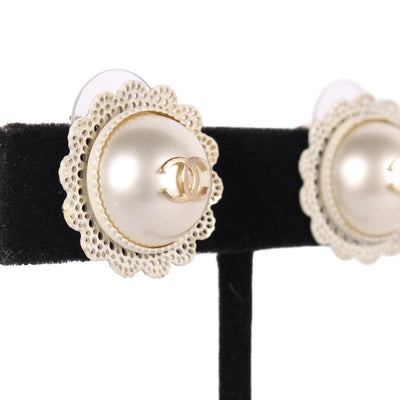 CC Pearl Flower Pierced Earrings
