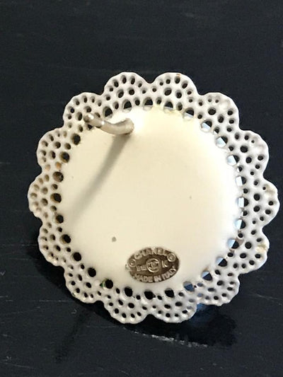 CC Pearl Flower Pierced Earrings