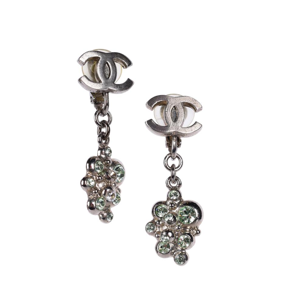 Chanel CC Small Rhinestone Piercing Earrings