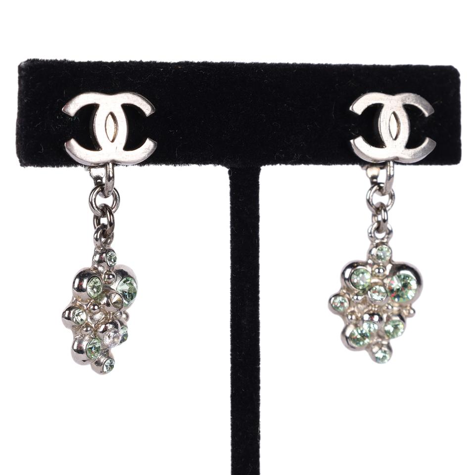 Chanel Gun Metal CC Logo and Pearl Drop Clip On Earrings