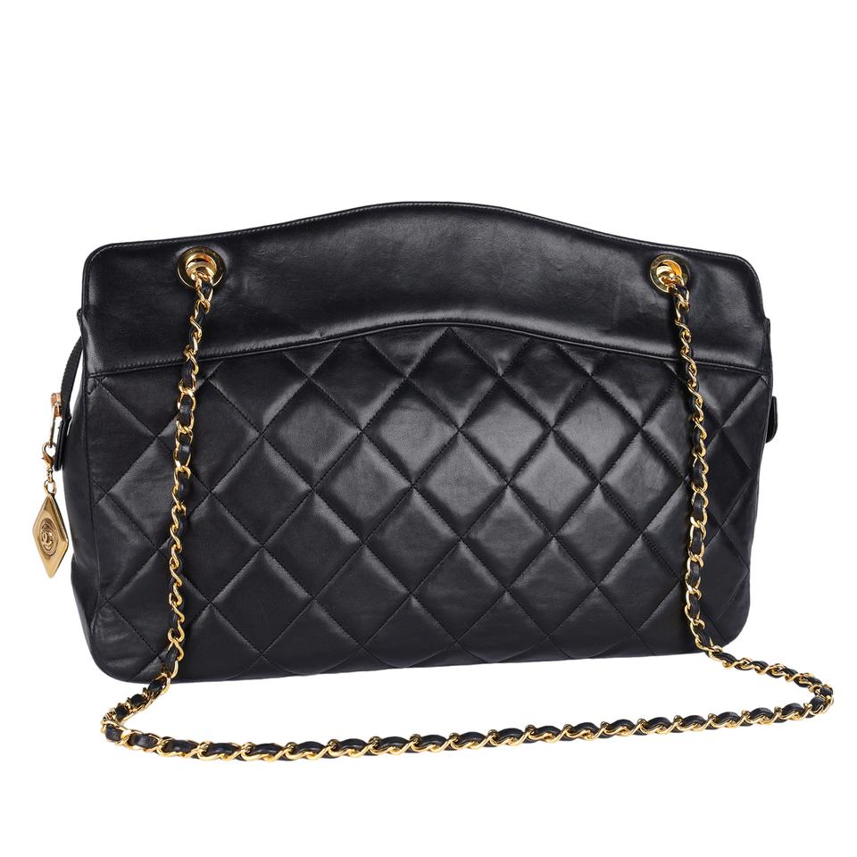 Chanel bag chain shoulder black gold metal fittings matelasse fringe l –  Brandera Luxury Vintage