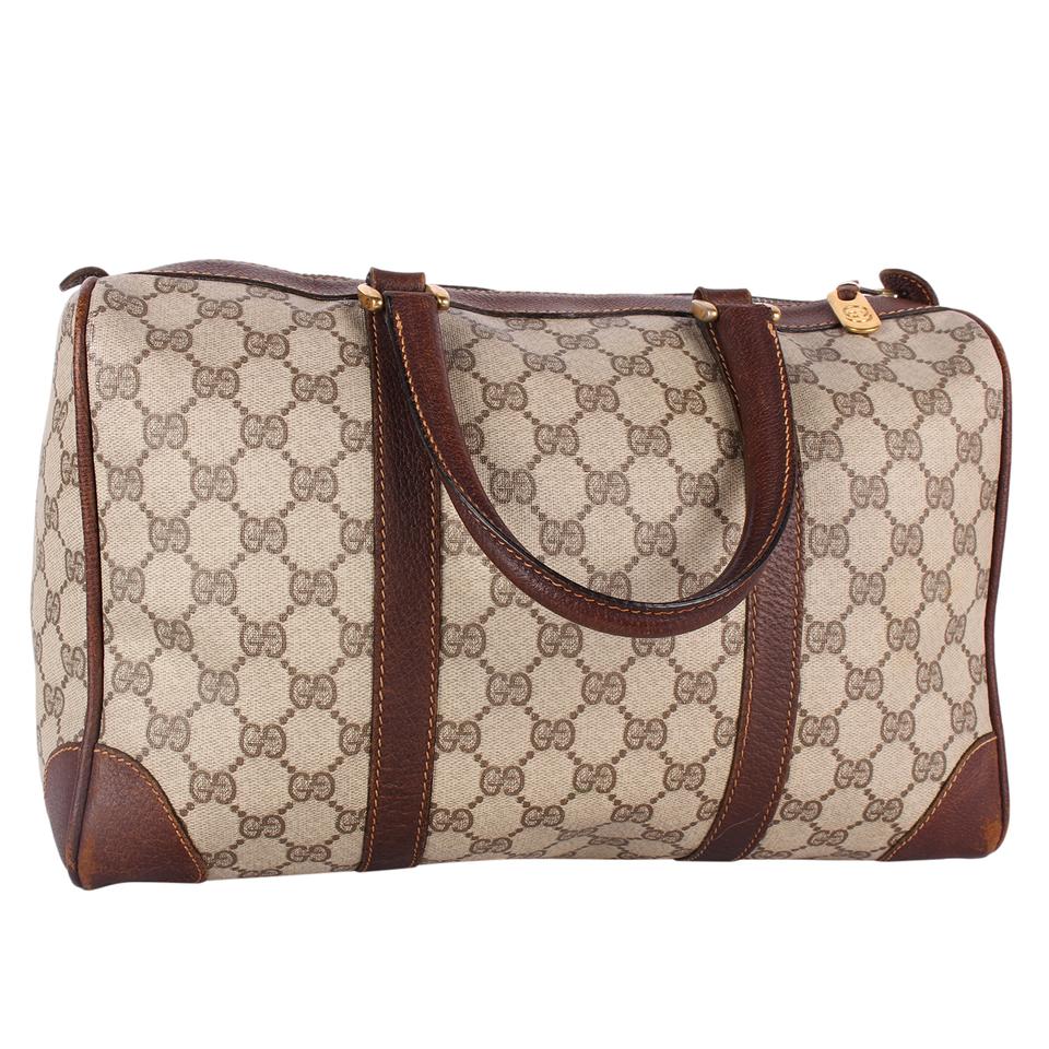 GG Monogram Canvas Leather Boston Satchel (Authentic Pre-Owned)