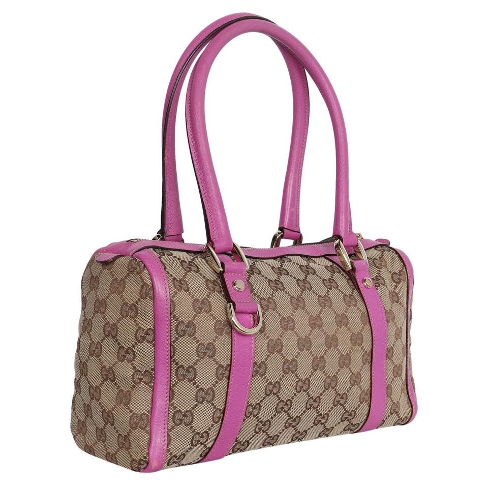 GG Monogram Canvas Leather Boston Satchel (Authentic Pre-Owned)