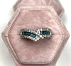 White Gold Blue and White Diamond Chevron Ring (Authentic Pre-Owned)