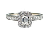 White Gold and Emerald Cut Diamond Halo Ring (Authentic Pre-Owned)