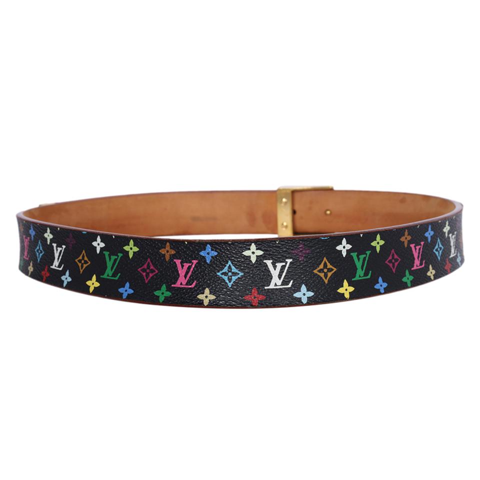 Louis Vuitton Multicolore Monogram Pattern Leather Belt - Black