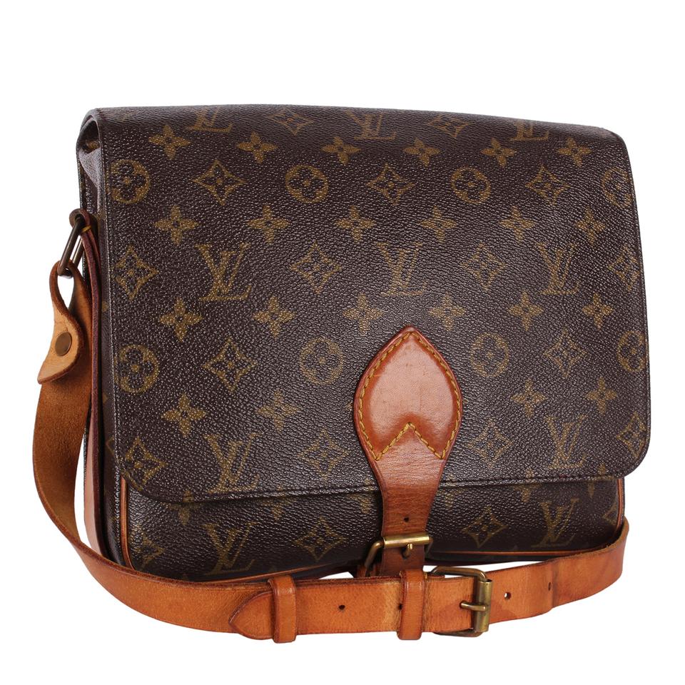 Leather Monogram Canvas Cartouchiere GM (Authentic Pre-Owned)