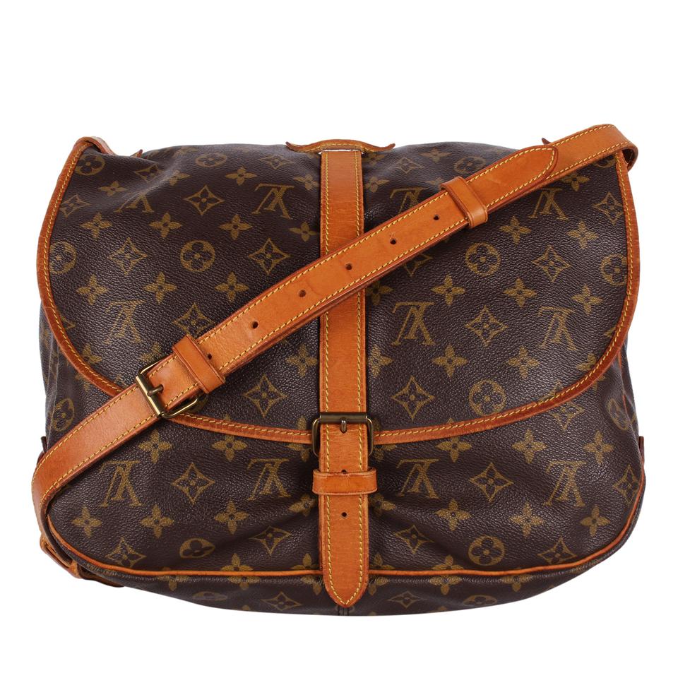 Saumur handbag Louis Vuitton Brown in Cotton - 37300936