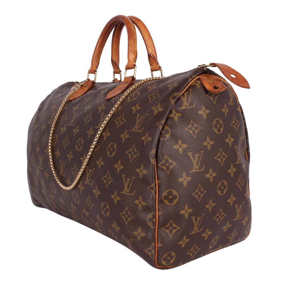Louis Vuitton Monogram Speedy 40 Leather Fabric Brown Handbag 1081