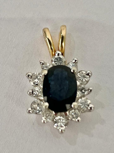 Diamond and Sapphire 14kt Pendant (Authentic Pre-Owned)