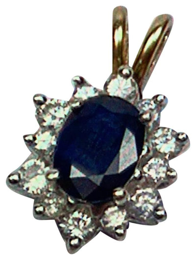 Diamond and Sapphire 14kt Pendant (Authentic Pre-Owned)