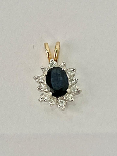 Diamond and Sapphire 14kt Pendant (Authentic Pre-Owned)