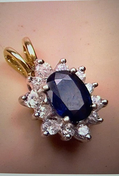Diamond and Sapphire 14kt Pendant (Authentic Pre-Owned)
