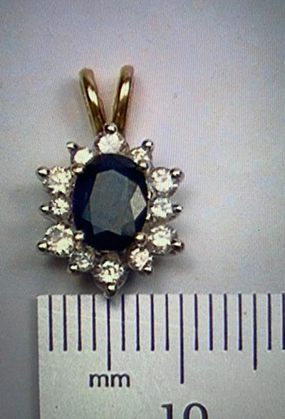 Diamond and Sapphire 14kt Pendant (Authentic Pre-Owned)
